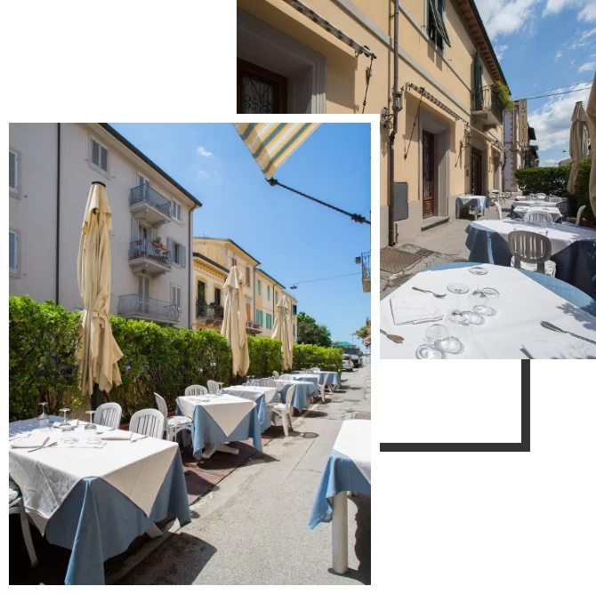 Ristorante da Pino Viareggio – tavoli apparecchiati all'aperto in strada